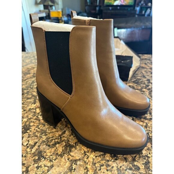 Shoes - Hawkwell  Platform Side Zipper Chelsea Boots Chunky High Heel Square Toe SZ 9